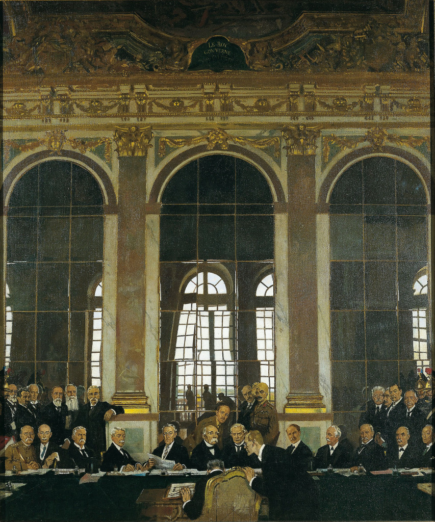 The Signing of Peace in the Hall of Mirrors, Versailles, 28th June 1919. (William Orpen/Wikimedia Commons)