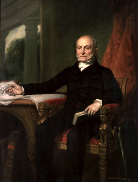 John Quincy Adams, author of the Monroe Doctrine, which established hegemony over the critical northern half of the Western Hemisphere as an American strategic priority. December 31, 1857. (Wikimedia Commons/George Peter Alexander Healy, Official White House Portrait)
