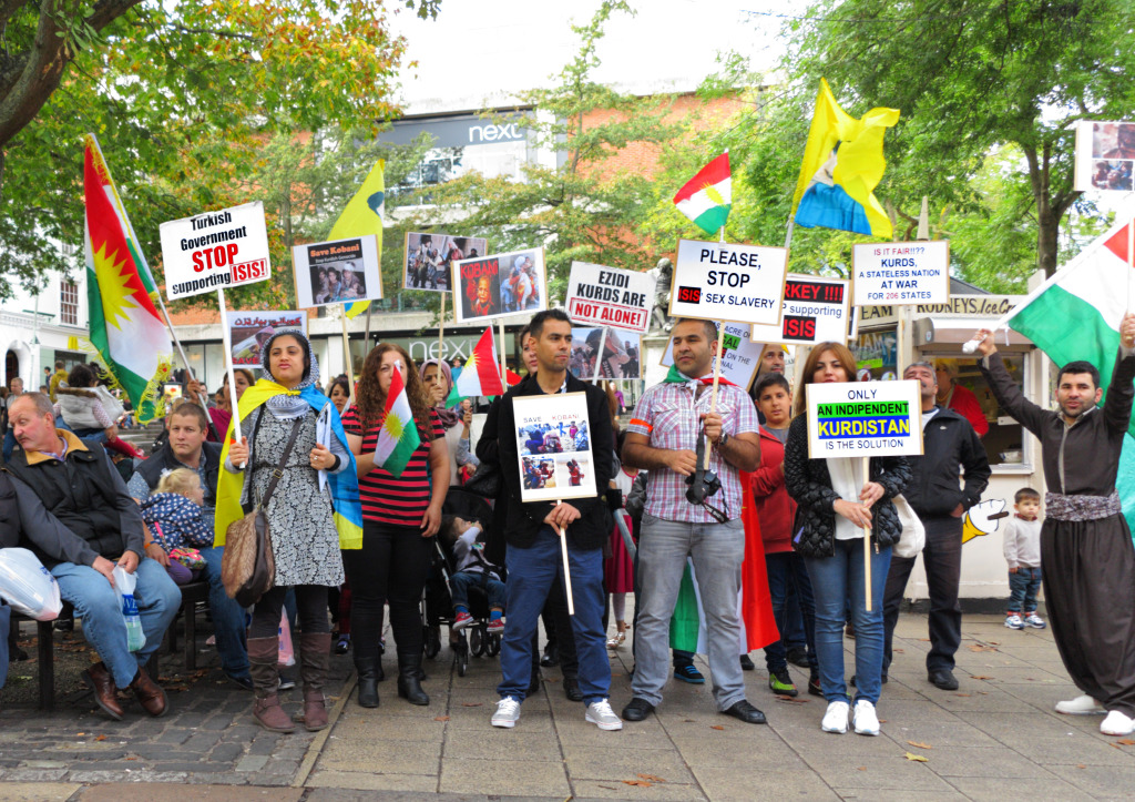 German Kurds protest Turkish inaction in Kobane. 2011. (Roger Blackwell/Flickr Creative Commons)  