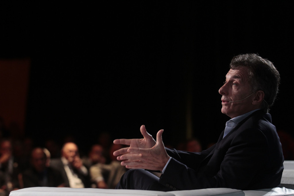 Argentine incumbent Mauricio Macri speaks at a national conference on investment and state policy. December 3, 2014. (Matias Repetto Bonpland/Flickr Creative Commons.)