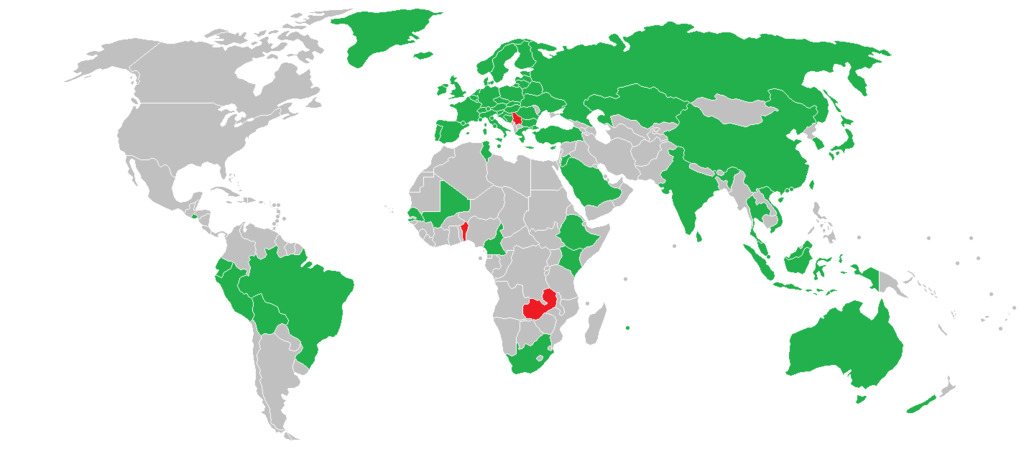 Map displaying mandatory GMO labeling (green). May 10, 2015 . (Co9man/Wikimedia Commons)
