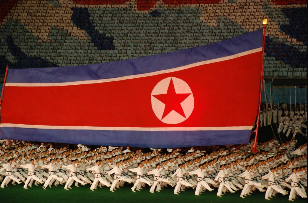 An image from the North Korean Mass Games, a major gymnastics event that showcases the nationalism of the country (Flickr Creative Commons/ Stephen 2007)